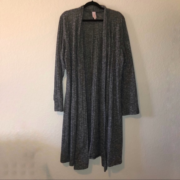 J Mode Sweaters - J Mode Heather Gray Ribbed Duster Cardigan Sweater